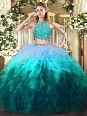 Clearance Multi-color Sleeveless Tulle Zipper Sweet 16 Dress for Military Ball and Sweet 16 and Quinceanera