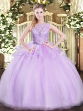 Shining Sleeveless Backless Floor Length Lace Quinceanera Gown