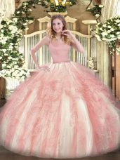 Enchanting Red Zipper Ball Gown Prom Dress Beading and Ruffles Sleeveless Floor Length