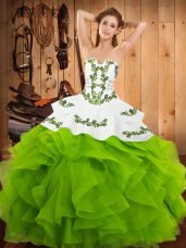 Vintage Sleeveless Embroidery and Ruffles Floor Length Quinceanera Gown