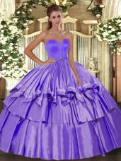 Modern Floor Length Lavender Quinceanera Dresses Sweetheart Sleeveless Lace Up