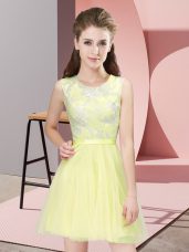 Sleeveless Side Zipper Mini Length Lace Bridesmaid Dress