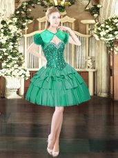 Dark Green Prom Dresses Prom and Party with Beading Sweetheart Sleeveless Lace Up