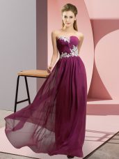 Chic Sleeveless Appliques Lace Up Evening Dress