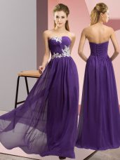 Fancy Floor Length Purple Prom Dress Sweetheart Sleeveless Lace Up