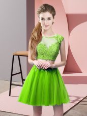 Two Pieces Scoop Sleeveless Tulle Mini Length Zipper Appliques Homecoming Dress