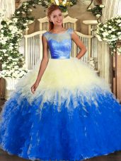 Floor Length Backless Sweet 16 Quinceanera Dress Multi-color for Sweet 16 and Quinceanera with Beading and Ruffles