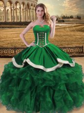 Fantastic Floor Length Green Quinceanera Dress Sweetheart Sleeveless Lace Up