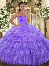Sweetheart Sleeveless Lace Up Quinceanera Gown Lavender Organza