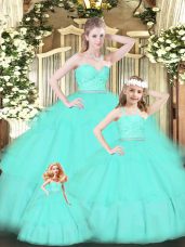 Exceptional Apple Green Ball Gowns Lace and Ruffled Layers Quinceanera Gown Zipper Organza Sleeveless Floor Length