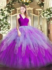 Perfect Floor Length Ball Gowns Sleeveless Multi-color Sweet 16 Quinceanera Dress Zipper