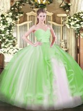 Adorable Tulle Sweetheart Sleeveless Lace Up Ruffles Quinceanera Gowns in