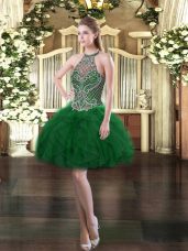 Pretty Sleeveless Beading and Ruffles Lace Up Prom Gown