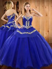 Artistic Sleeveless Lace Up Floor Length Embroidery Quinceanera Gowns