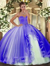 Modern Ball Gowns Quince Ball Gowns Lavender Sweetheart Tulle Sleeveless Floor Length Lace Up