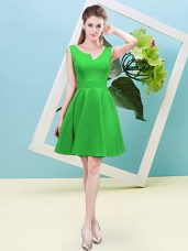 Mini Length A-line Sleeveless Green Bridesmaids Dress Zipper