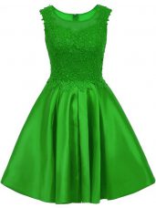 Green Sleeveless Lace Mini Length Bridesmaid Dress