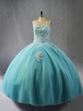 Chic Organza Sleeveless Floor Length Quince Ball Gowns and Appliques