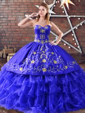 Discount Sweetheart Sleeveless Lace Up Sweet 16 Quinceanera Dress Royal Blue Organza