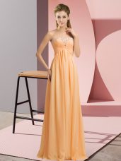Edgy Floor Length Orange Prom Dresses Sweetheart Sleeveless Lace Up