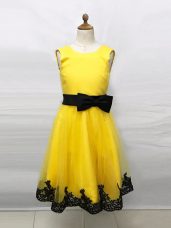 Scoop Sleeveless Tulle Flower Girl Dresses for Less Lace and Belt Zipper