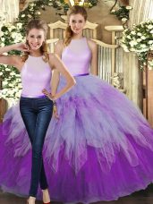 Multi-color Sleeveless Organza Backless Quinceanera Gown for Military Ball and Sweet 16 and Quinceanera