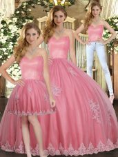 Extravagant Tulle Sleeveless Floor Length Sweet 16 Quinceanera Dress and Appliques
