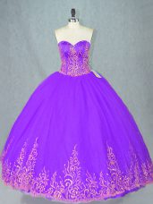 Romantic Ball Gowns Vestidos de Quinceanera Purple Sweetheart Tulle Sleeveless Floor Length Lace Up
