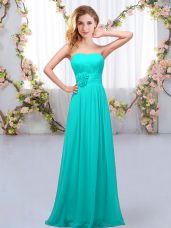 Sweetheart Sleeveless Chiffon Quinceanera Court of Honor Dress Hand Made Flower Lace Up