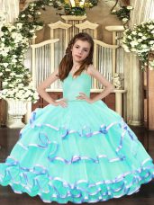 Organza Sleeveless Floor Length Girls Pageant Dresses and Ruffled Layers