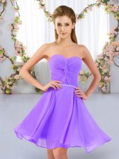 Suitable Empire Vestidos de Damas Lavender Sweetheart Chiffon Sleeveless Mini Length Lace Up