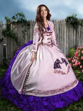Cute Sleeveless Embroidery and Ruffles Lace Up Ball Gown Prom Dress