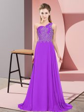 Chiffon Sleeveless Floor Length Prom Gown and Beading