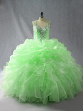 Spectacular Sleeveless Floor Length Beading and Ruffles and Pick Ups Zipper Sweet 16 Dress with