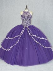 New Style Halter Top Sleeveless Tulle 15 Quinceanera Dress Beading Lace Up