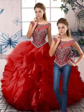 Floor Length Ball Gowns Sleeveless Red Ball Gown Prom Dress Zipper