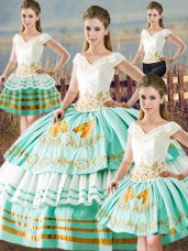 Flare Apple Green Sleeveless Satin Lace Up Sweet 16 Dresses for Sweet 16 and Quinceanera