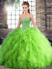 Chic Sleeveless Beading and Ruffles Floor Length Quinceanera Gowns
