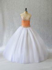 Custom Fit White Sweetheart Neckline Beading Ball Gown Prom Dress Sleeveless Lace Up