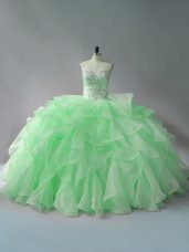 Sleeveless Beading and Ruffles Lace Up Quinceanera Gowns with