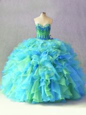 Clearance Multi-color Sleeveless Beading and Ruffles Floor Length Quinceanera Gowns