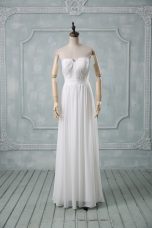 Floor Length White Wedding Gown Strapless Sleeveless Zipper