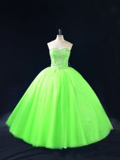 Eye-catching Lace Up Sweetheart Beading Ball Gown Prom Dress Tulle Sleeveless