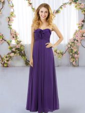 Sweetheart Sleeveless Wedding Guest Dresses Floor Length Ruffles Purple Chiffon