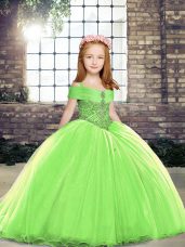 Best Yellow Green Pageant Dress for Teens Party and Sweet 16 and Wedding Party with Beading Straps Sleeveless Lace Up