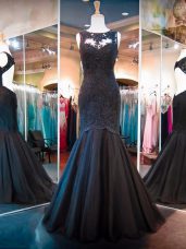 Floor Length Black Prom Homecoming Dress Scoop Sleeveless Backless