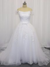 Decent White Ball Gowns Beading and Lace and Belt Wedding Gowns Lace Up Tulle Sleeveless