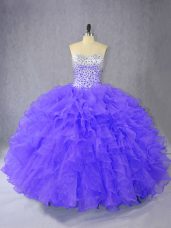 Ruffles Vestidos de Quinceanera Purple Lace Up Sleeveless Floor Length