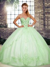 Pretty Sleeveless Lace Up Floor Length Beading and Embroidery Quinceanera Dresses