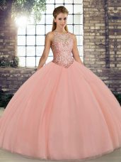 Great Sleeveless Lace Up Floor Length Embroidery Sweet 16 Quinceanera Dress